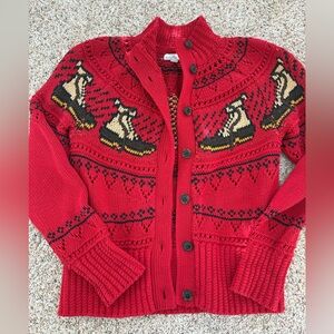 L.L. Bean women’s signature cardigan red 
boot sweater cotton EUC XS